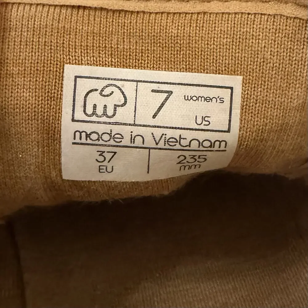 Merinos Women's Size 7 Tan Lace Up Wool Blend Comfort Casual Sneakers EU 37